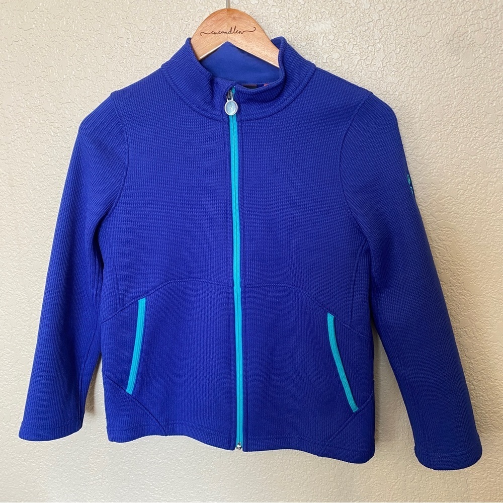 Spyder‎ Endure Stryker Fleece knit full zip jacket blue teal Large 14/16